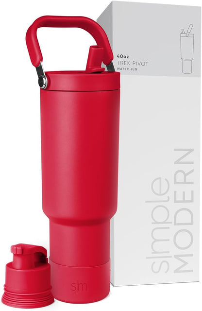 Simple Modern Trek Pivot | 40oz Flip Straw Tumbler with Handle | Water Bottle & Boot | Interchangeable Straw & Chug Lids | Insulated Stainless Steel Jug | Gym Sports Outdoors | Forest - Colors B