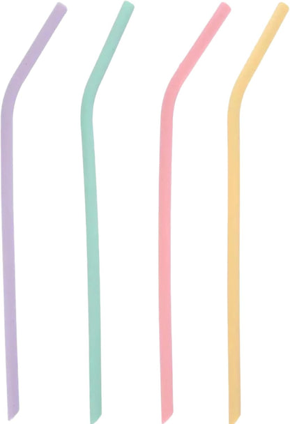 Extra long 11.8 inch Bent Silicone Straws Reusable (Set of 4 Color) Flexible Straws for 30oz-40oz Cup Tumblers - Dishwasher Safe