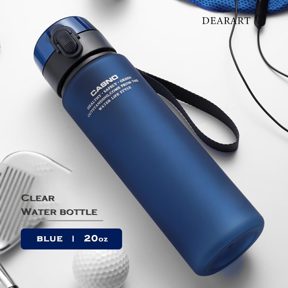 DEARART 20oz Water Bottles with Locked Button, Frosted Bottle One Hand, 100% Leakproof No Straw Direct Spout, Suit Sport Office School Travel Yoga Gym, Red