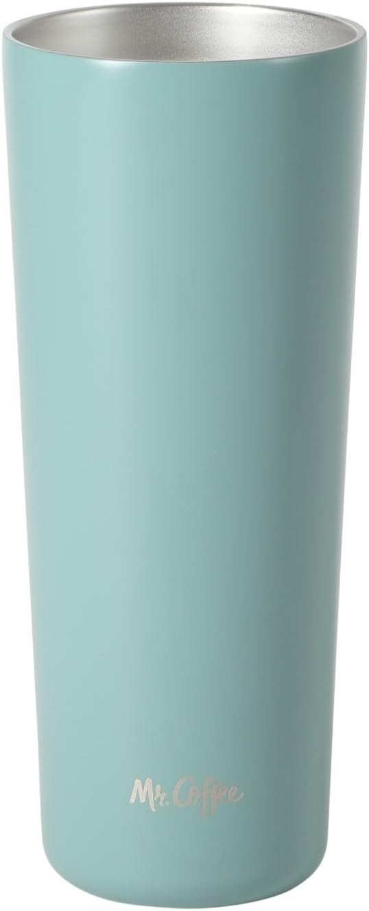 Mr. Coffee Java Quest 16 oz Double Wall Stainless Steel Tumbler with Lid & Reusable Straw, Insulated Thermal Drink Cup for Hot & Cold Beverages, Teal