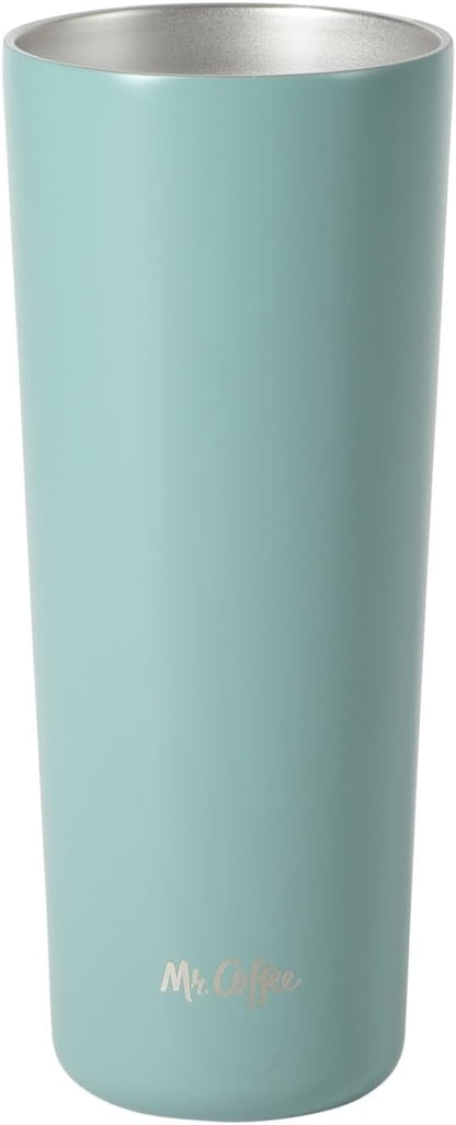Mr. Coffee Java Quest 16 oz Double Wall Stainless Steel Tumbler with Lid & Reusable Straw, Insulated Thermal Drink Cup for Hot & Cold Beverages, Teal
