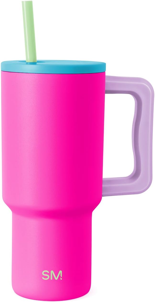 Simple Modern 40 oz Trek Tumbler with Handle and Straw Lid | Cup Holder Friendly Insulated Stainless Steel Travel Mug | Sea Glass Sage - Colors B
