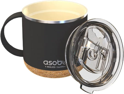 asobu Ultimate Ceramic Travel Mug, 12oz Insulated Stainless Steel Coffee Cup with Handle & Splash-Resistant Lid, Ceramic Lined for Pure Taste, BPA-Free, Double-Wall Vacuum for Hot Drinks