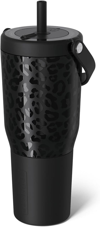 BrüMate Resa 35oz 100% Leakproof Tumbler w/Handle & Straw | Flexible SoftSip Straw | Silicone Sleeve for Durability | Stainless Steel | Cup Holder & Travel Friendly Water Bottle (Java)