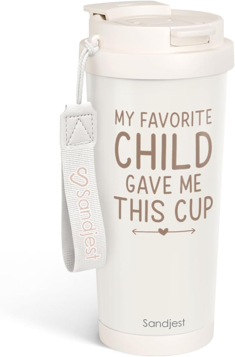 SANDJEST American Flag Tumbler - Stainless Steel 2-in-1 Lid Coffee Tumbler 18 oz, Patriotic Insulated Travel Mug Gift for Men Husband Dad, Birthday Christmas