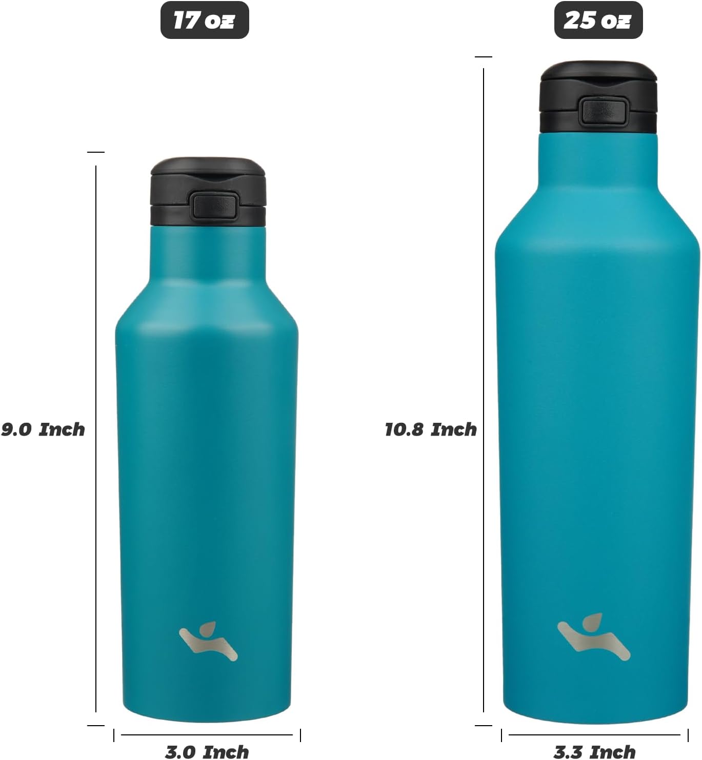 Konokyo Insulated Water Bottle with Straw,25 OZ Double Wall Vacuum Stainless Steel Water Flask with 2 Lids,Black
