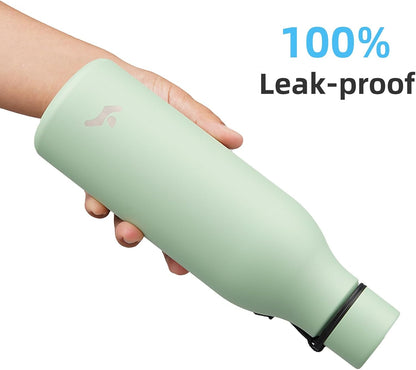 Konokyo Insulated Water Bottle with Strap,18 oz Double Wall Stainless Steel Vacuum Bottles Metal Water Flask,Macaron Green - Colors A