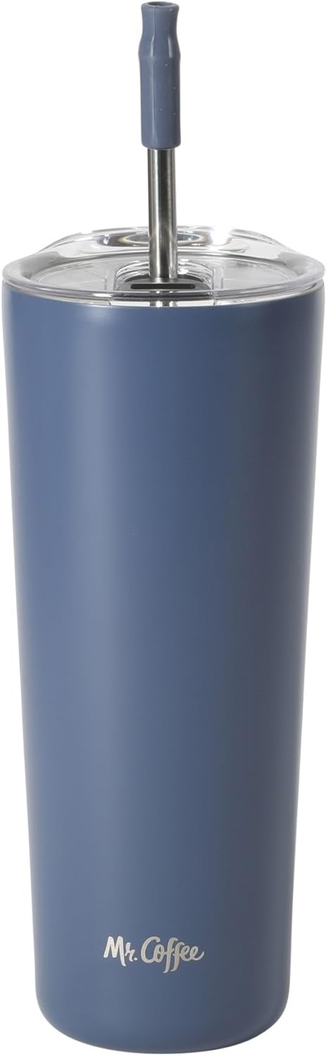 Mr. Coffee Java Quest 16 oz Double Wall Stainless Steel Tumbler with Lid & Reusable Straw, Insulated Thermal Drink Cup for Hot & Cold Beverages, Teal