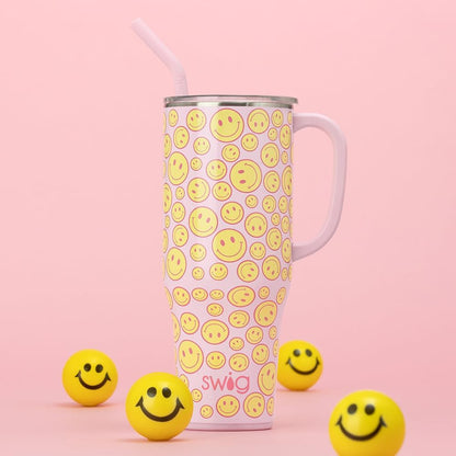 Swig Life 40oz Mega Mug, 40 oz Tumbler with Handle and Straw, Cup Holder Friendly, Dishwasher Safe, Extra Large Insulated Tumbler, Stainless Steel (Pickleball)