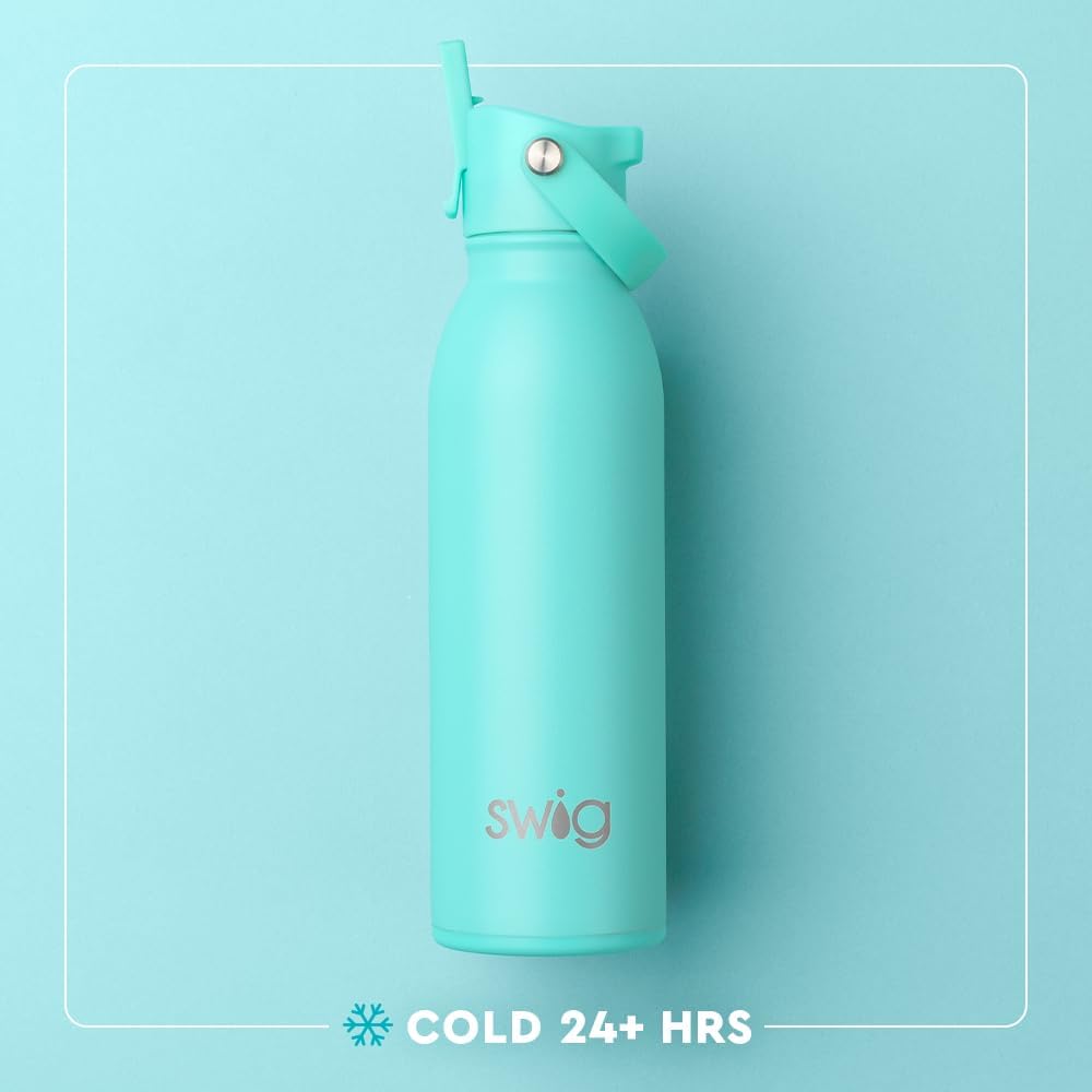 Swig Life 36oz Insulated Water Bottle, Travel Water Bottle with Straw and Lid, Cup Holder Friendly, Stainless Steel (Pickleball)