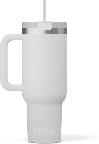 RTIC 30 oz Road Trip Tumbler Double-Walled Ceramic Lined InsulatedStainless Steel Portable Travel Coffee Mug Cup with Lid, Handle and Straw, Periwinkle Bouquet