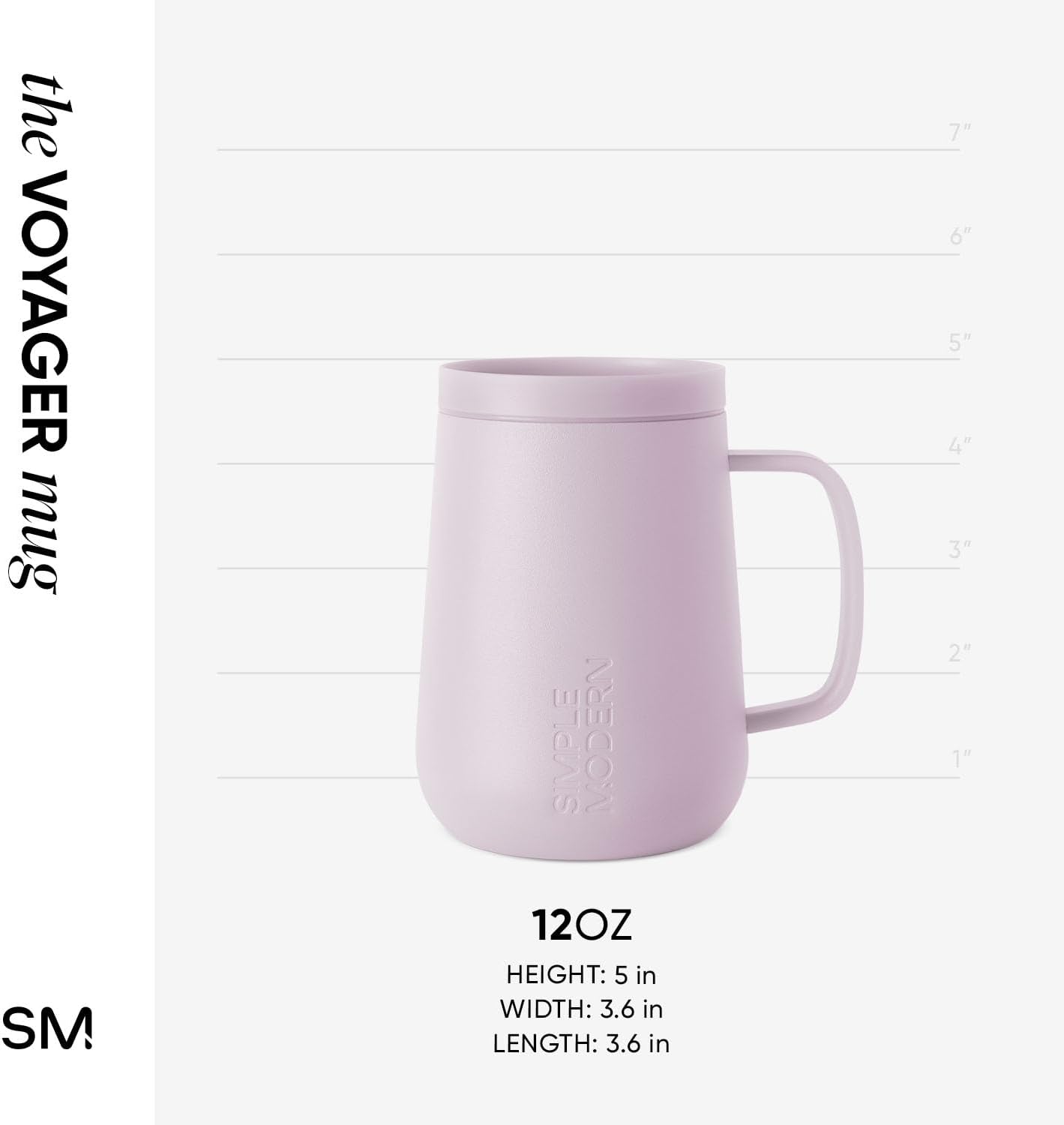 Simple Modern Voyager Signature Mug | Travel Coffee Tumbler with 360° Lid and Handle | Ceramic-Lined Insulated Stainless Steel Iced Cold Brew Cup | 12oz, Blue Dune