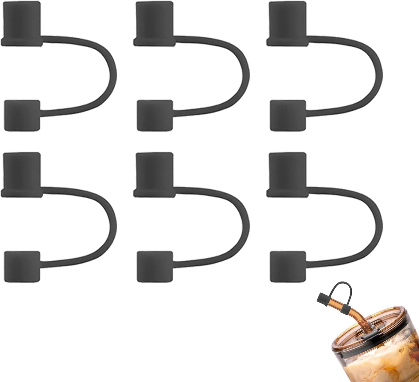 6|12 Pack 0.4in/10mm Straw Toppers, for Stanley Straw Covers Cap for Tumblers for Stanley 14|20|30|40|64 Oz Cup, Silicone Dust-Proof Caps（ Cup is Not Included）, 6 Pack