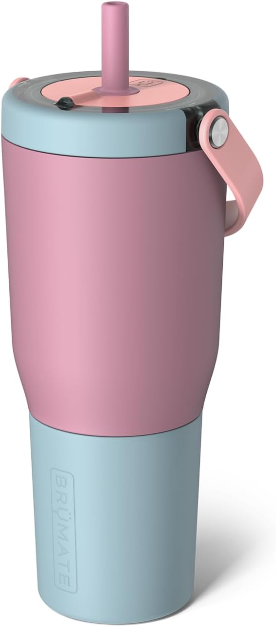 BrüMate Resa 35oz 100% Leakproof Tumbler w/Handle & Straw | Flexible SoftSip Straw | Silicone Sleeve for Durability | Stainless Steel | Cup Holder & Travel Friendly Water Bottle (Java)
