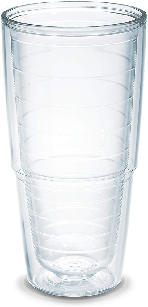 Tervis Clear & Colorful Tabletop Made in USA Double Walled Insulated Tumbler Travel Cup Keeps Drinks Cold & Hot, 16oz Mug, Clear