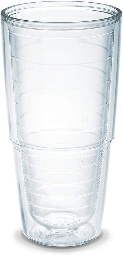 Tervis Clear & Colorful Tabletop Made in USA Double Walled Insulated Tumbler Travel Cup Keeps Drinks Cold & Hot, 16oz Mug, Clear