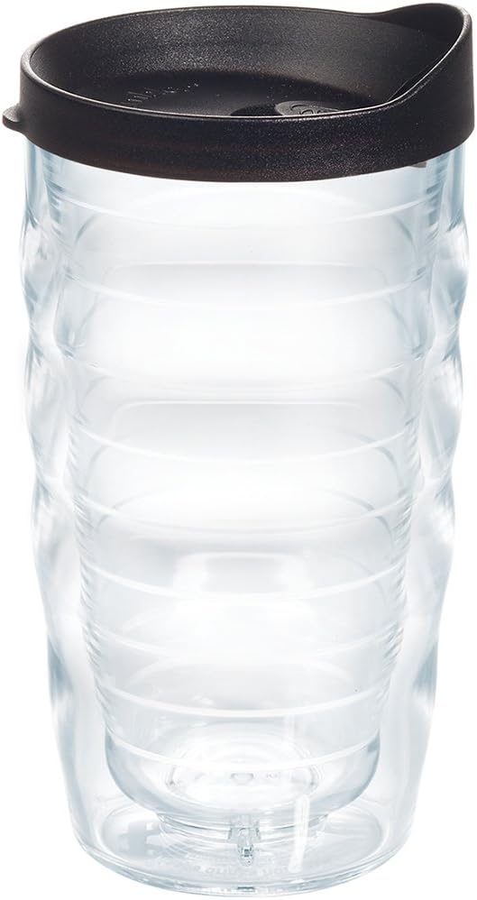 Tervis Clear & Colorful Lidded Made in USA Double Walled Insulated Tumbler Travel Cup Keeps Drinks Cold & Hot, 24oz, Black Lid, 1 Count (Pack of 1)