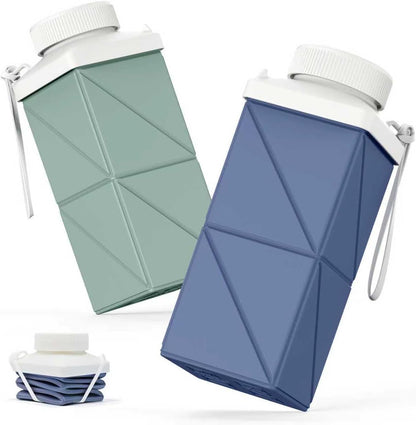 Collapsible Water Bottles 17.4oz(516ML), 2nd Generation Leakproof BPA-Free Travel Water Bottle,Lightweight Reusable Water bottle, Portable for Travel Cycling Gym Sports,Champagne White, 1 Pack