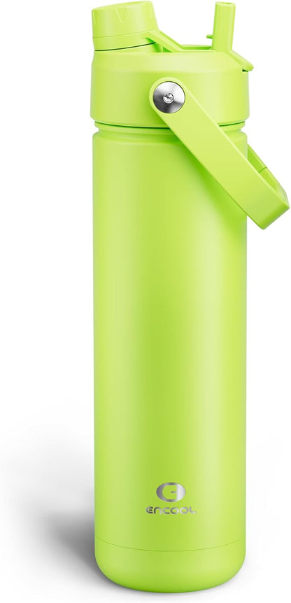 ENCOOL Insulated Water Bottle with Straw Stainless Steel Water Bottle, Leak-Proof, BPA-Free, Double Wall Vacuum Keeps Cold for 24 Hours for Sports, Travel, School (26 oz, Cotton Candy) - Colors A