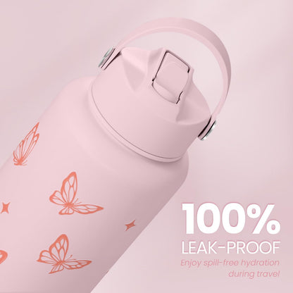 SANDJEST Pickleball Gift for Women, Water Bottle Stainless Steel 32oz with Lid & Straw, Sport Insulated Bottles Gifts for Girls Friends Teens Birthday Christmas