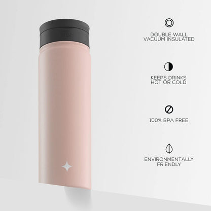 JoyJolt Triple Insulated Water Bottle with Straw Lid AND Flip Lid! 22oz Water Bottle, 12 Hour Hot/Cold Vacuum Insulated Stainless Steel Water Bottle. BPA-Free Leakproof Water Bottles - Thermos Bottle