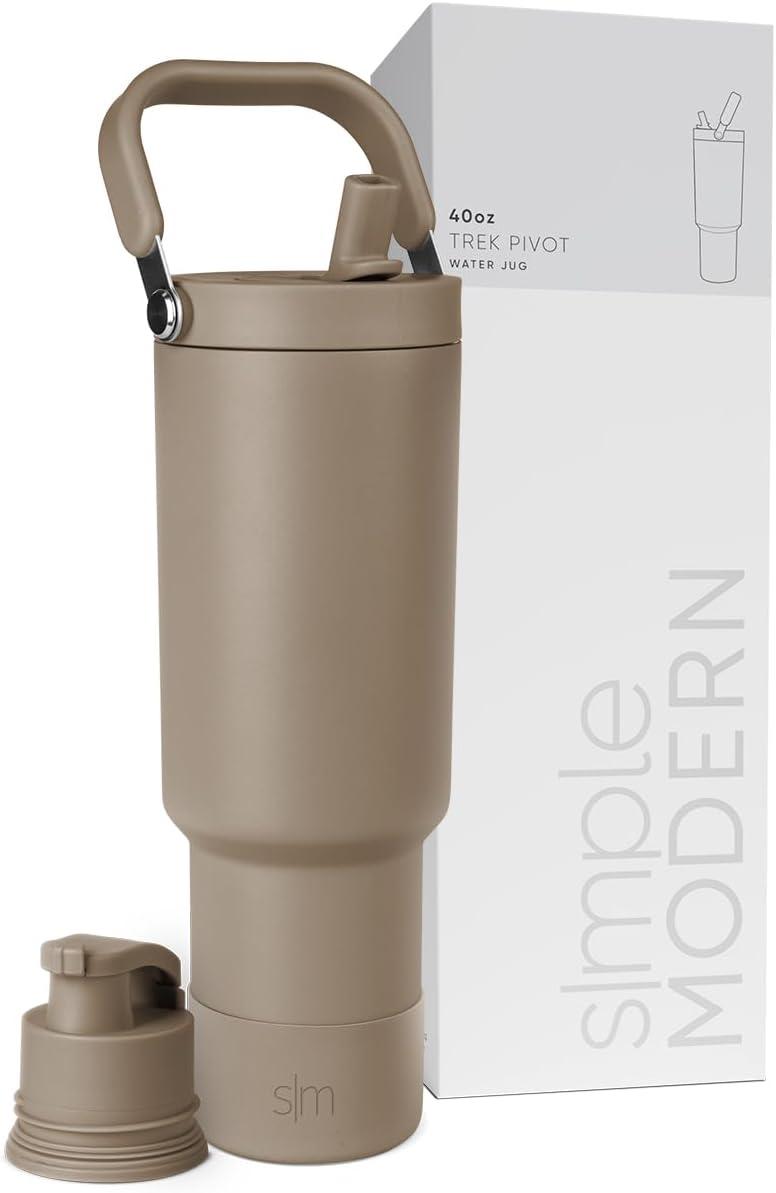 Simple Modern Trek Pivot | 40oz Flip Straw Tumbler with Handle | Water Bottle & Boot | Interchangeable Straw & Chug Lids | Insulated Stainless Steel Jug | Gym Sports Outdoors | Forest - Colors B