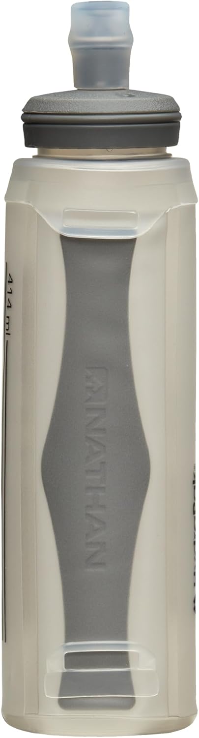 Nathan Handheld Soft Flask 18oz - Exo-Draw Insulated Collapsible Bottle - Grip-Free Strap & Rigid ExoSpine for Comfort/Support - Breathable Mesh Strap - Ideal Running/Hiking, Pinnacle, Black