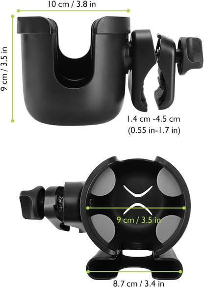Accmor Stroller Cup Holder with Phone Holder, Bike Cup Holder, Universal Cup Holder for Uppababy Nuna Doona Strollers, 2-in-1 Cup Holder for Walker, Wheelchair, Scooter - Colors A