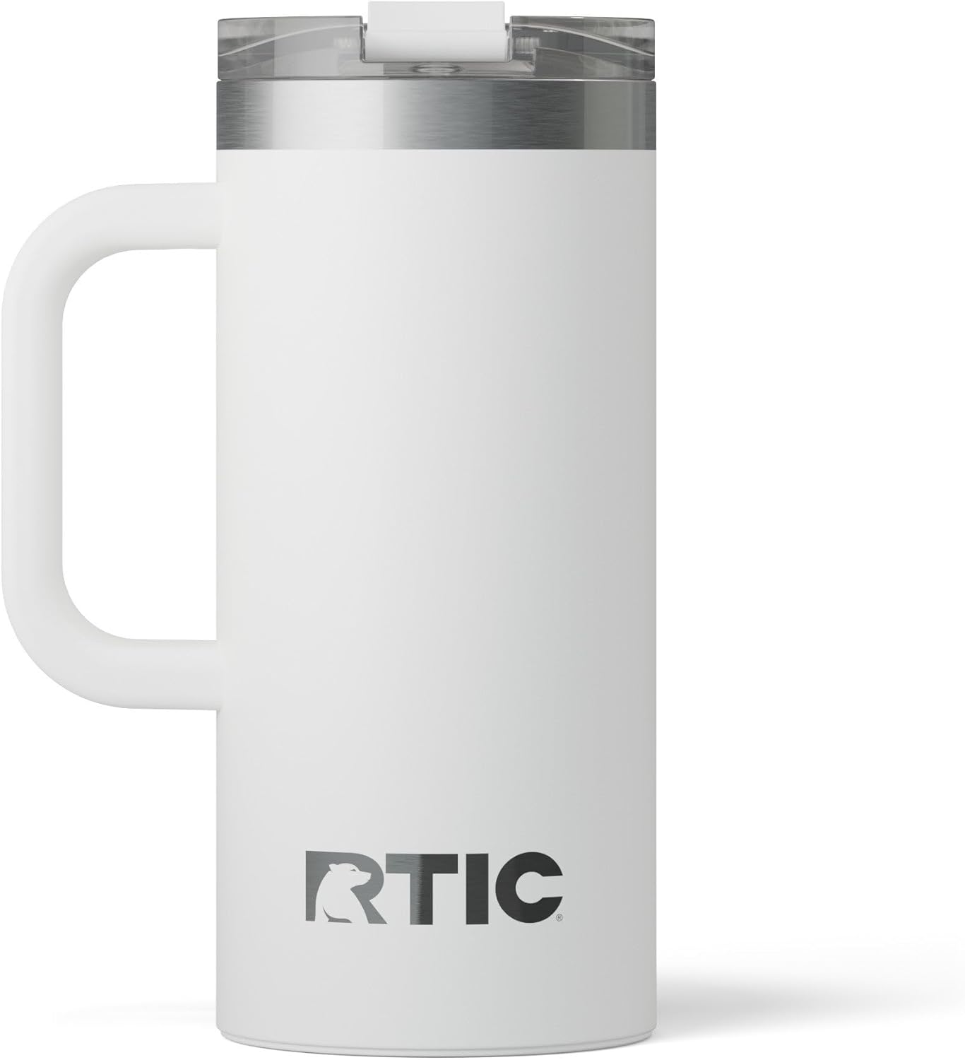 RTIC 20oz Road Trip Travel Mug with Lid and Handle, Ceramic Lined, Insulated, Stainless Steel, Metal, Double Wall Vacuum-Insulation, Portable Coffee, Tea Cup for Hot and Cold Drink, Black