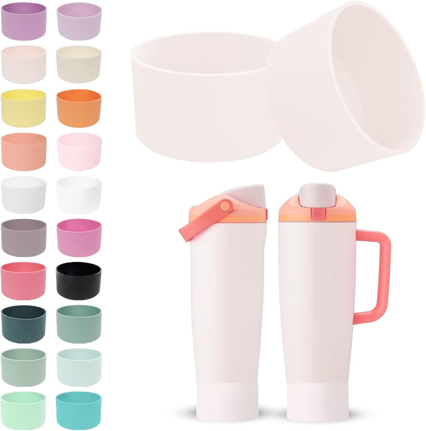 2PCS Silicone Boots for Owala 30oz & 40oz FreeSip Sway Bottles & Tumblers – Non-Slip, Scratch-Resistant, Stability Enhancer for Owala Accessories (Eucalyptus Green) - Colors A