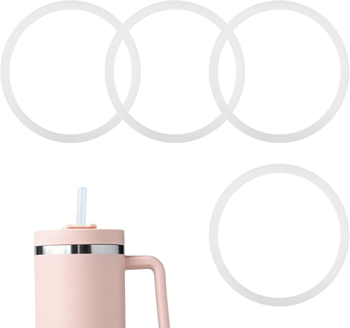 4pcs Lid Gaskets for Stanley 40oz Adventure Quencher H2.0 Flowstate Tumblers, BPA Free Silicone Lid Seals Leak-Proof