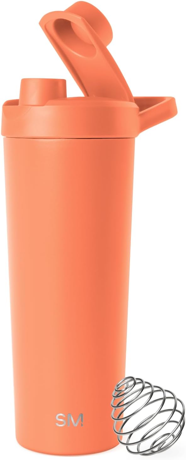 Simple Modern Stainless Steel Shaker Bottle with Ball 24oz | Metal Insulated Cup for Protein Mixes, Shakes and Pre Workout | Rally Collection | Almond Birch