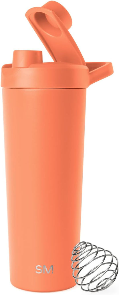 Simple Modern Stainless Steel Shaker Bottle with Ball 24oz | Metal Insulated Cup for Protein Mixes, Shakes and Pre Workout | Rally Collection | Almond Birch
