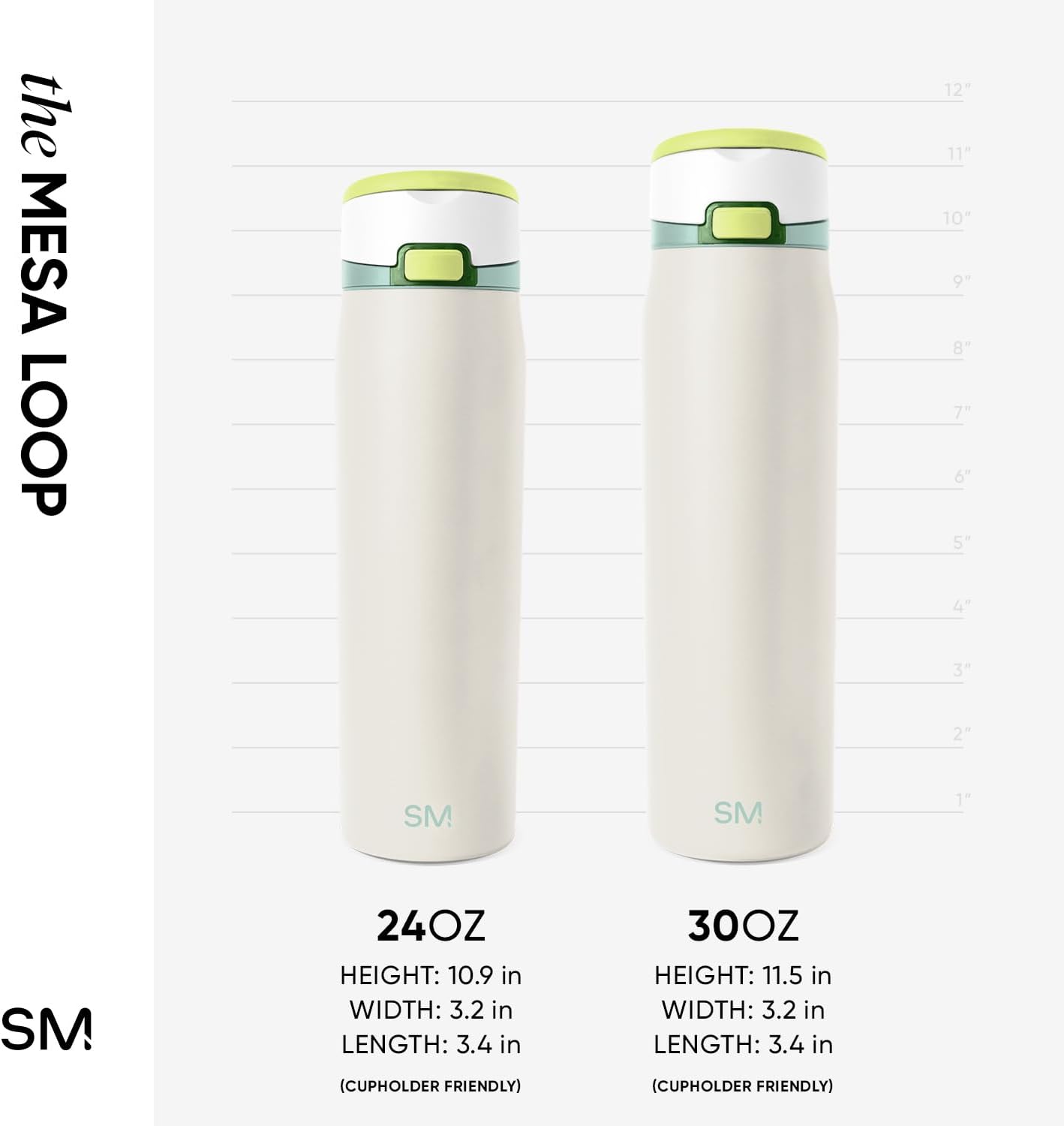 Simple Modern Mesa Loop Water Bottle with Covered Straw and Handle | 24oz Cup Holder Friendly Insulated Stainless Steel Bottles for Travel, Sports and School | Iris Sage - Colors B