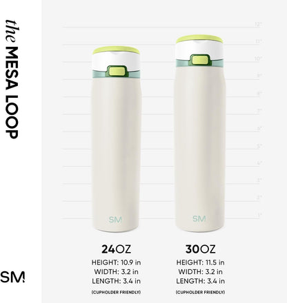Simple Modern Mesa Loop Water Bottle with Covered Straw and Handle | 24oz Cup Holder Friendly Insulated Stainless Steel Bottles for Travel, Sports and School | Iris Sage - Colors B