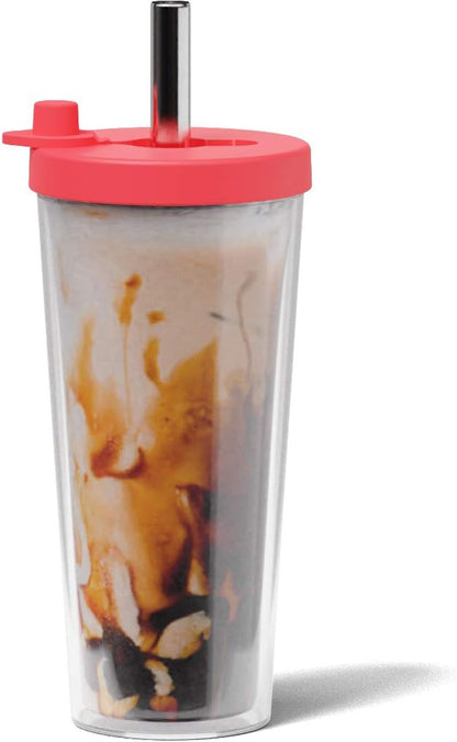 Dodoko Reusable Boba Cup and Straw Boba Tea Cup Bubble Tea Cup Reusable Iced Coffee Cup Cold Coffee Cup Smoothie Cup with Lid and Straw Smoothie Cup to go Smoothie Tumbler 17 oz - Sage Green