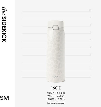 Simple Modern Sidekick Travel Coffee Mug | Ceramic-Lined Insulated Stainless Steel Tumbler | Leak-Proof and Cup Holder Friendly | 16oz, Almond Birch Mix