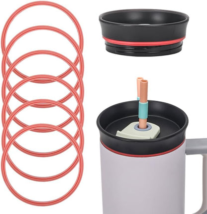 6pcs Gasket Replacement for Owala 40oz Tumbler, Rubber Lid Seal Ring Water Bottle Accessories Replacement Part Compatible with Owala 40oz Stainless Steel Cup (Pink)