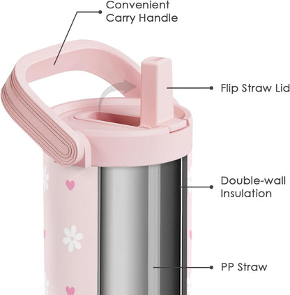 SANDJEST Leopard Skin Stainless Steel Straw Lid Tumbler 30oz with Carry Handle for Women Girls, Insulated Travel Coffee Cup, Gift for Sports Outdoor Workout Christmas Birthday (Beige)