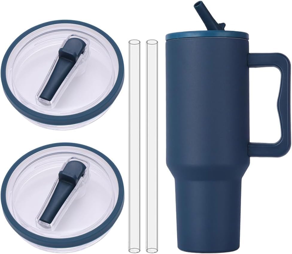 Flip Straw Lid Compatible with Stanley Cup Reusable Lid Spill Proof Tumbler Cover Compatible with Stanley Cup Leak Proof Quencher Straw Cover for 40 Oz Tumbler-2 Pack