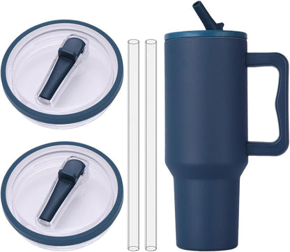 Flip Straw Lid Compatible with Stanley Cup Reusable Lid Spill Proof Tumbler Cover Compatible with Stanley Cup Leak Proof Quencher Straw Cover for 40 Oz Tumbler-2 Pack