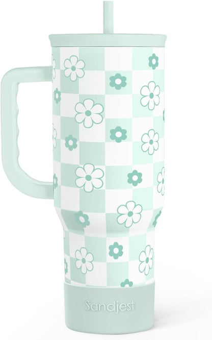 SANDJEST Pickleball 40oz Tumbler With Handle and Straw, Pickleball Queen Insulated Stainless Steel Travel Coffee Mug for Women Girls Players, Gift Idea for Birthday Christmas Mothers Day