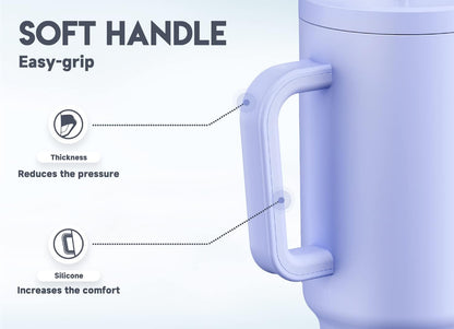 Meoky 40 oz Tumbler with Handle and Straw: Stainless Steel Insulated Tumbler with Lid and Straw - 100% Leak Proof Tumbler for Car Cup Holders - Travelers Commuters Workers, Donut