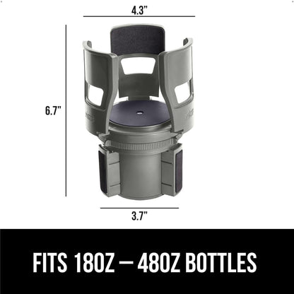 GORILLA GRIP Patent Pending Adjustable Car Cup Holder Expander, Keeps Water Bottle Secure, Expands to Fit 18 to 48 oz Large Bottles, Yeti, Owala, Stanley with Handle, Coffee Mug Insert for Cars, Black
