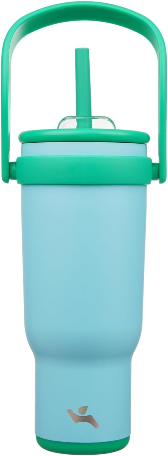Konokyo 30 oz Tumbler with Side Handle, Insulated Water Bottle with Straw and 2 in 1 Lid, Stainless Steel Cup Travel Coffee Mug for Sports Office Gym,Purple