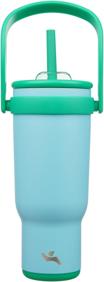 Konokyo 30 oz Tumbler with Side Handle, Insulated Water Bottle with Straw and 2 in 1 Lid, Stainless Steel Cup Travel Coffee Mug for Sports Office Gym,Purple