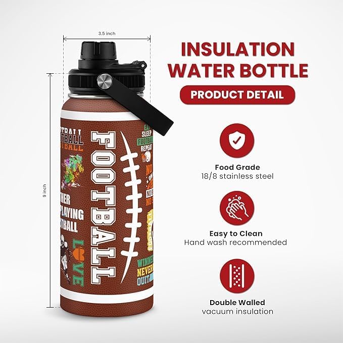 SANDJEST Gym Insulated Engraved Stainless Steel Water Bottle 32oz, Vacuum Chug Lid Travel Tumbler For Men Friends Dad Gymer Trainer, Gym Mode on, Birthday Christmas Father's Day