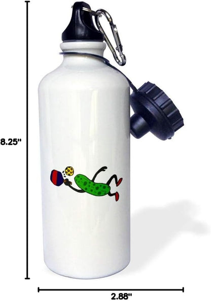 3dRose wb_203781_1 Funny Leaping Pickle Playing Pickleball Sports Water Bottle, Multicolor, 21 oz