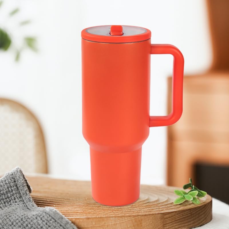 40 oz Insulated Tumbler with Handle,Flip Straw,Lid & Rubber Base Stainless Steel Water Bottle - Leak Proof Vacuum Insulated Mug BPA Free Reusable Travel Cup Gifts for Women/Men (light blue)