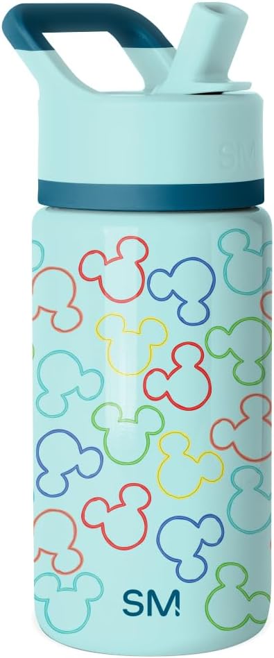 Simple Modern Disney Minnie Mouse Kids Water Bottle with Straw Lid | 14oz Insulated Stainless Steel Kids Tumbler & Spill Proof Toddler Cup for School, Girls, Boys | Summit | Minnie Mouse Fun - Colors B